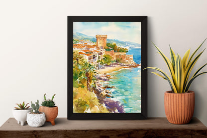 Malaga Watercolor Poster Malaga Travel Print Malaga Spain Art Malaga City Decor Malaga Wall Art