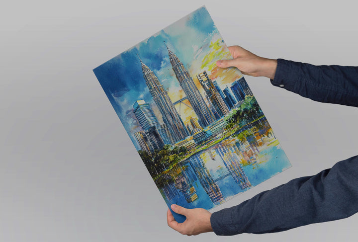 Kuala Lumpur Watercolor Poster Kuala Lumpur Travel Print Malaysia City Wall Art KL Skyline Decor Petronas Towers Urban Landscape Print