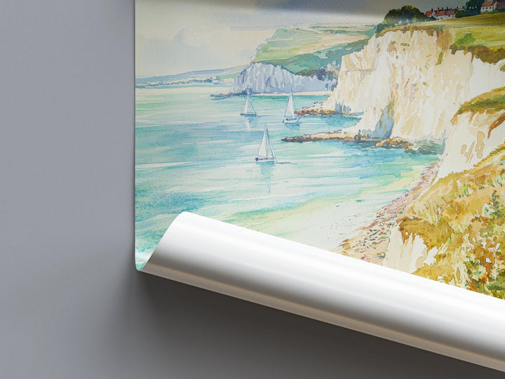 Isle of Wight Watercolor Poster Isle of Wight Travel Print England Coastal Wall Art Isle of Wight Decor The Needles Seaside Landscape Print