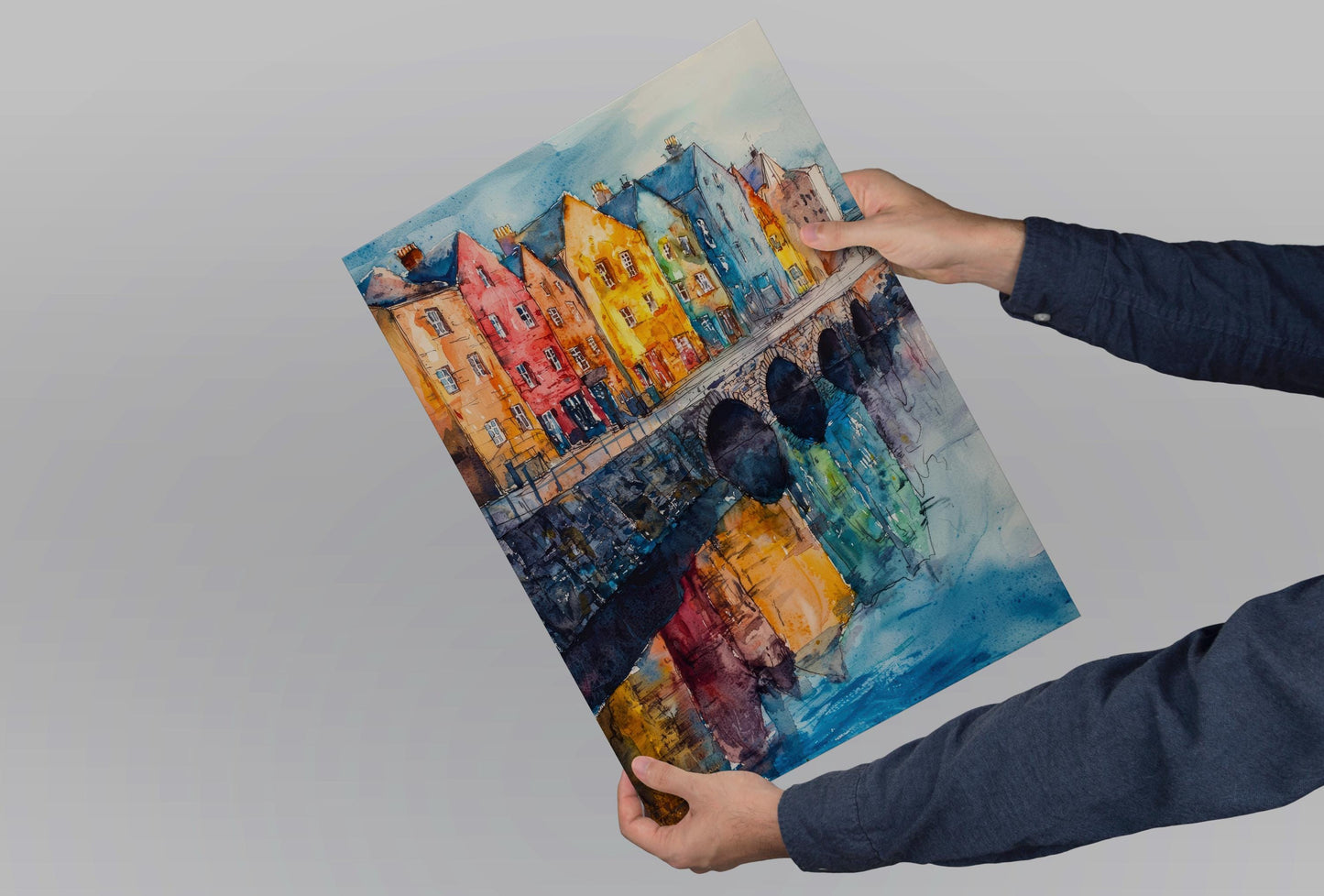 Galway Watercolor Poster Galway Travel Print Ireland Wall Art Galway City Decor Irish Coastal Scene Colorful Street Landscape Print