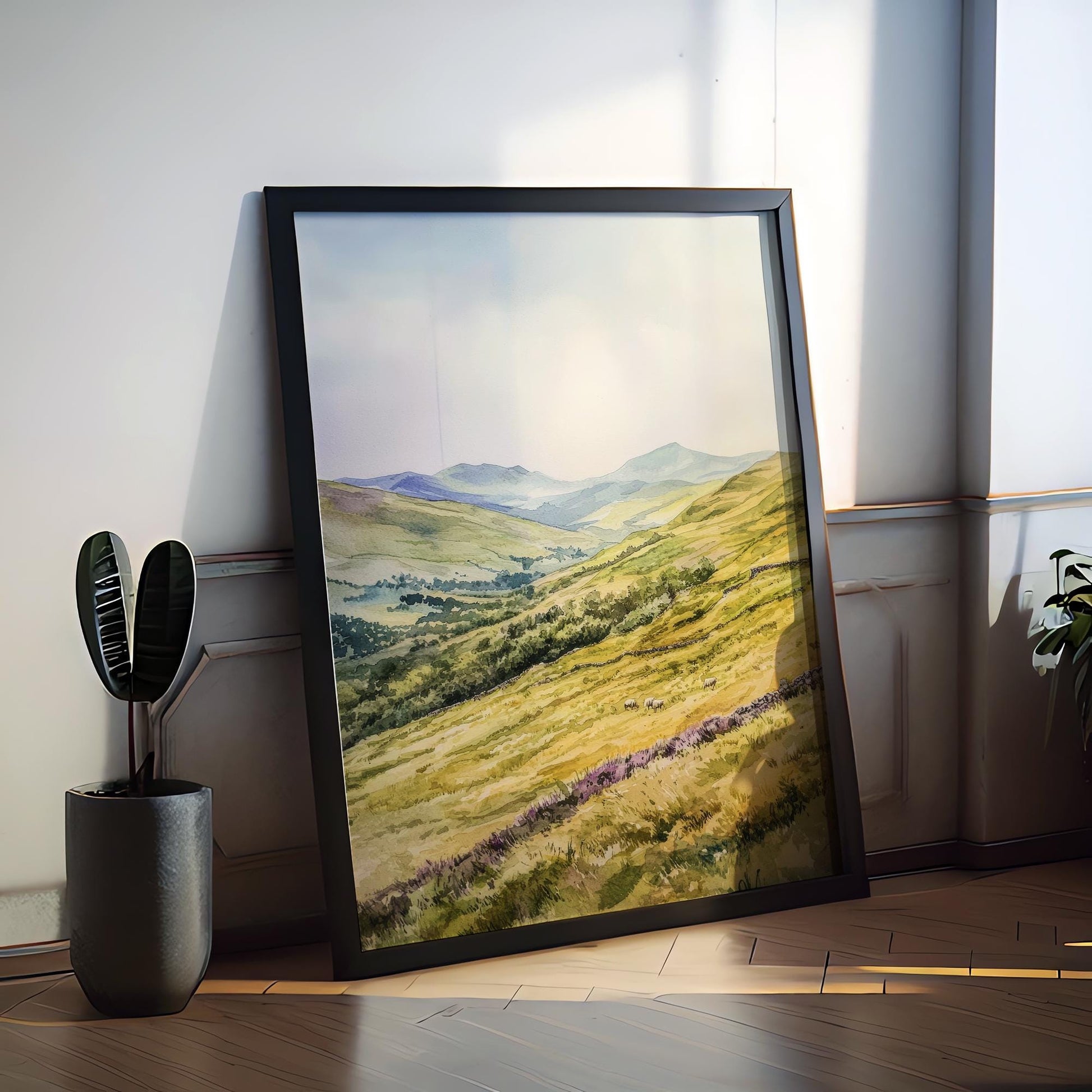 Brecon Beacons Watercolor Poster Wales Travel Print UK National Park Wall Art Brecon Landscape Decor Mountain Scene Countryside Print