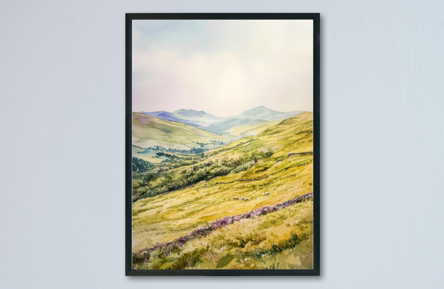Brecon Beacons Watercolor Poster Wales Travel Print UK National Park Wall Art Brecon Landscape Decor Mountain Scene Countryside Print