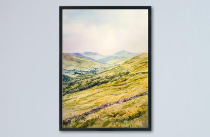 Brecon Beacons Watercolor Poster Wales Travel Print UK National Park Wall Art Brecon Landscape Decor Mountain Scene Countryside Print