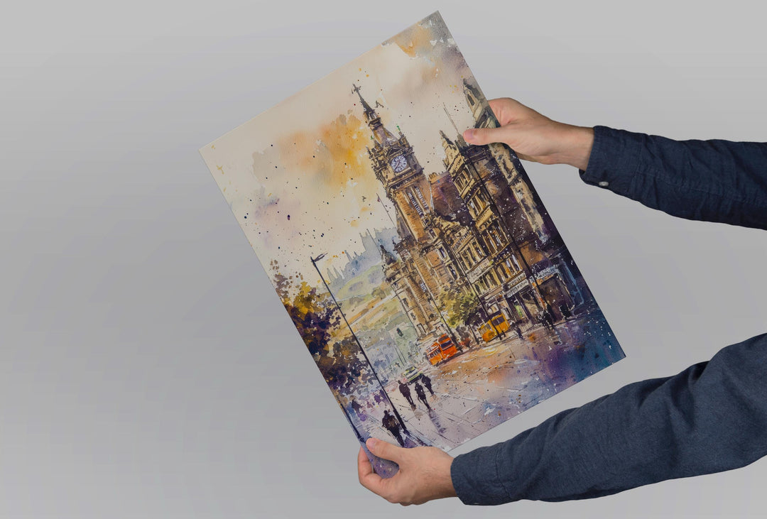 Bradford Watercolor Poster Bradford Travel Print England Wall Art Bradford City Decor Historic Architecture Yorkshire Scene Landscape