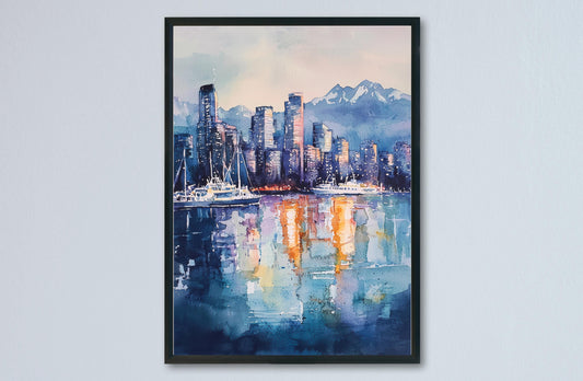 Vancouver Watercolor Poster Vancouver Travel Print Vancouver Wall Art Vancouver Cityscape Painting Vancouver Souvenir Canada Decor