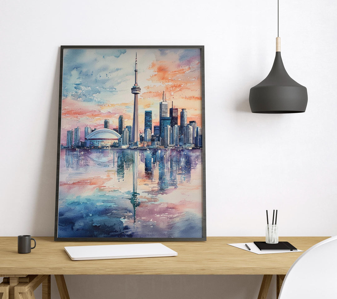 Toronto Watercolor Poster Toronto Travel Print Toronto Wall Art Toronto Cityscape Painting Toronto Souvenir Canada Decor