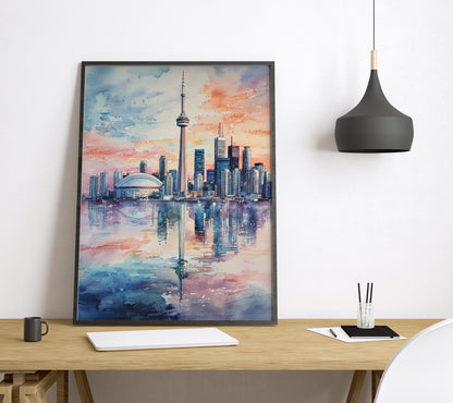 Toronto Watercolor Poster Toronto Travel Print Toronto Wall Art Toronto Cityscape Painting Toronto Souvenir Canada Decor
