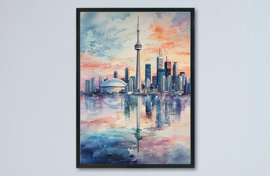 Toronto Watercolor Poster Toronto Travel Print Toronto Wall Art Toronto Cityscape Painting Toronto Souvenir Canada Decor