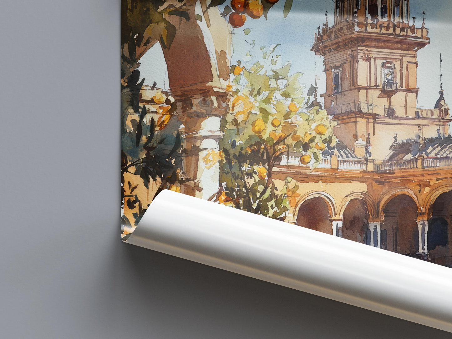 Seville Watercolor Poster Seville Travel Print Seville Wall Art Seville Cityscape Painting Seville Souvenir Spain Decor