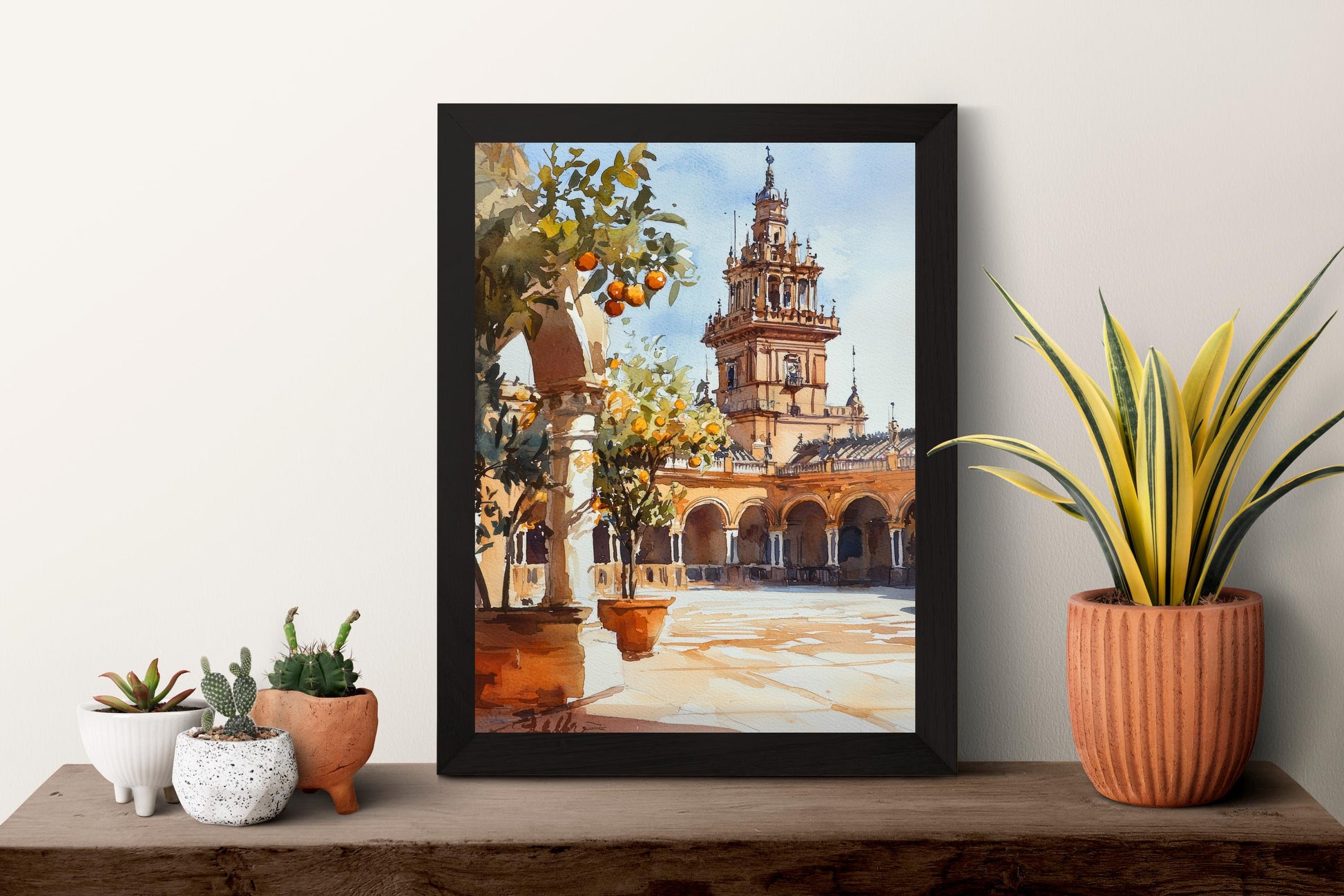 Seville Watercolor Poster Seville Travel Print Seville Wall Art Seville Cityscape Painting Seville Souvenir Spain Decor
