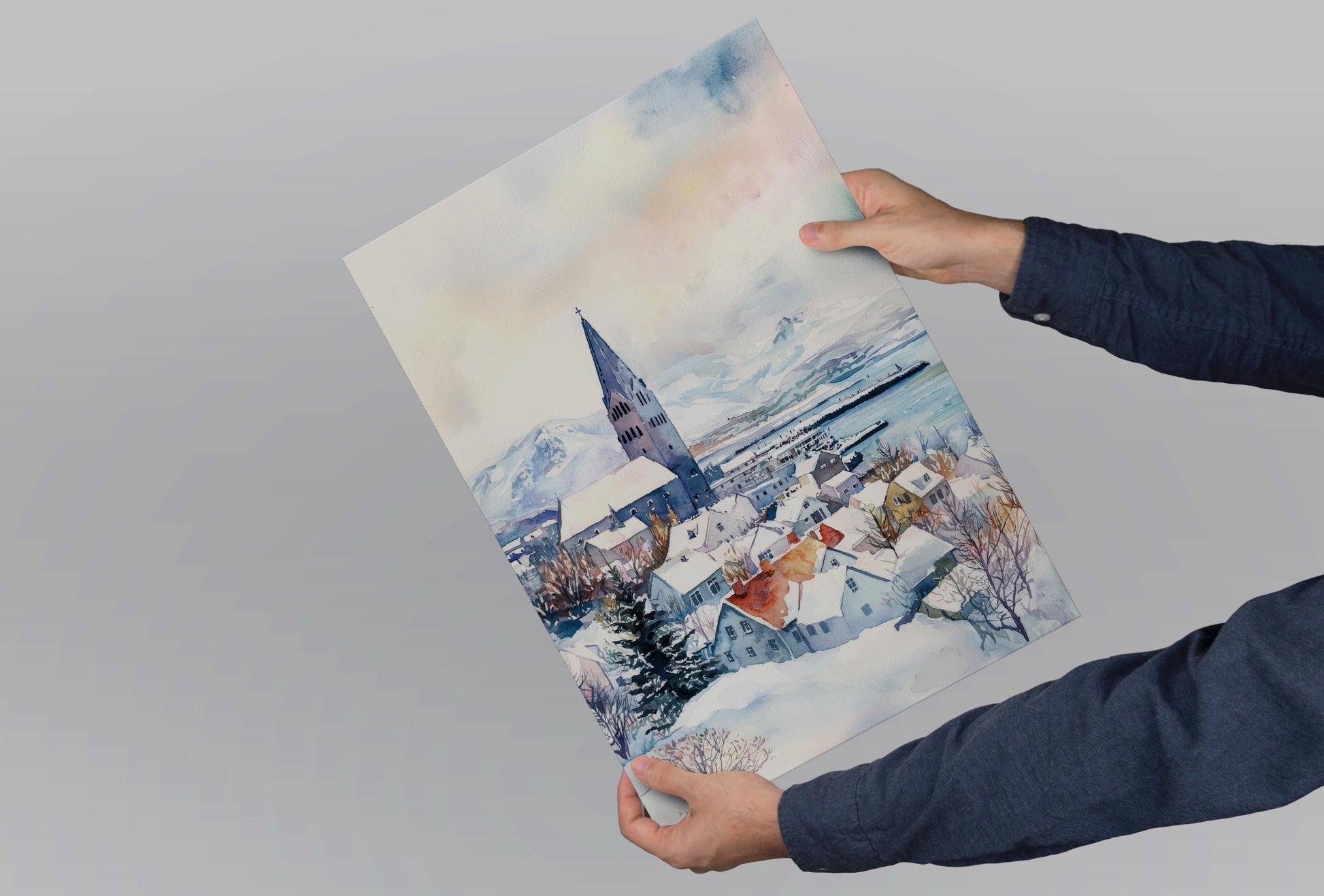 Reykjavik Watercolor Poster Reykjavik Travel Print Reykjavik Wall Art Reykjavik Cityscape Painting Iceland Souvenir Decor
