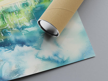 Mauritius Watercolor Poster Mauritius Travel Print Mauritius Wall Art Mauritius Landscape Painting Island Souvenir Decor