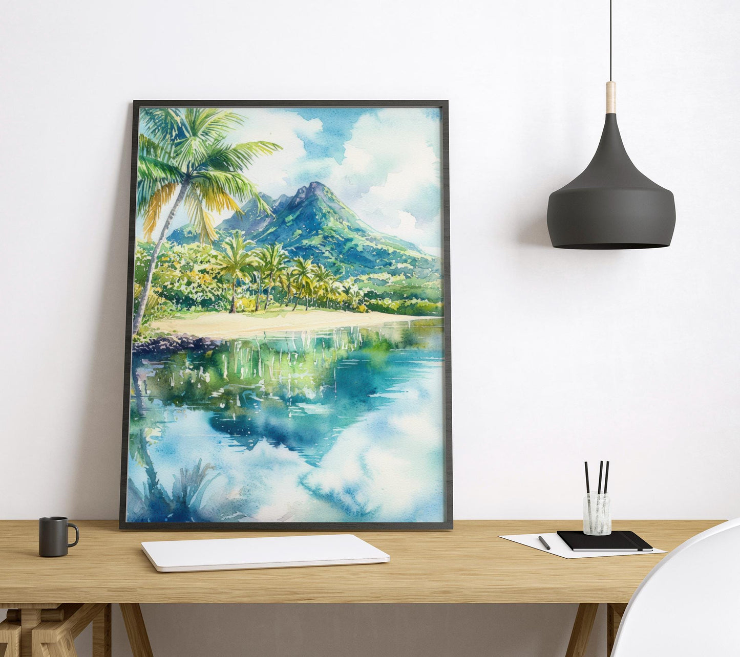 Mauritius Watercolor Poster Mauritius Travel Print Mauritius Wall Art Mauritius Landscape Painting Island Souvenir Decor