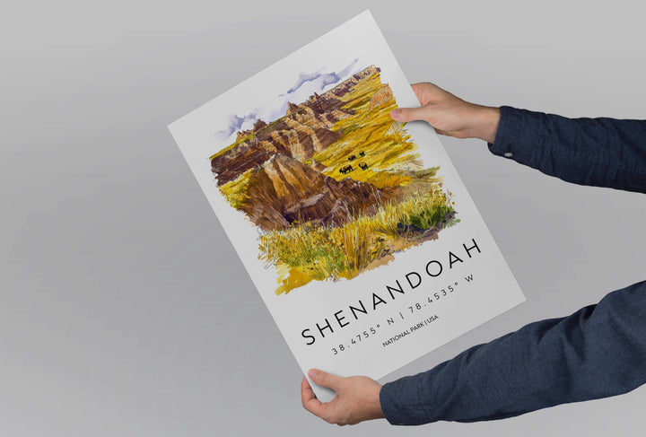 Shenandoah Watercolor Poster Shenandoah Travel Print Virginia Wall Art Shenandoah National Park Decor Skyline Drive Mountain Scene Print