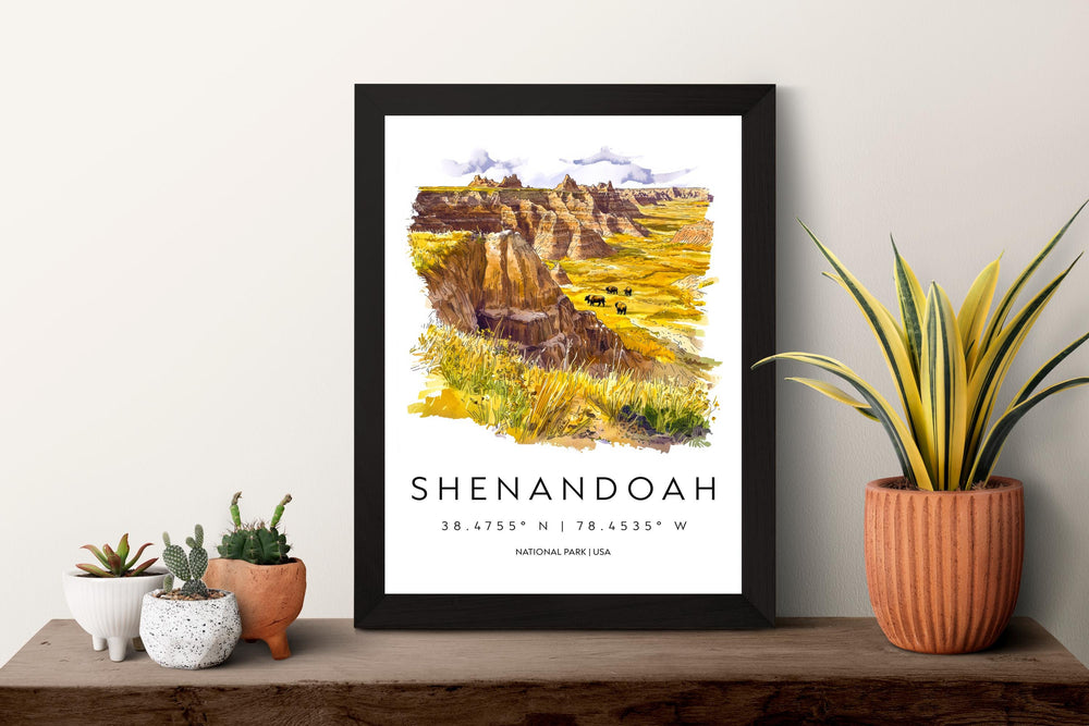 Shenandoah Watercolor Poster Shenandoah Travel Print Virginia Wall Art Shenandoah National Park Decor Skyline Drive Mountain Scene Print