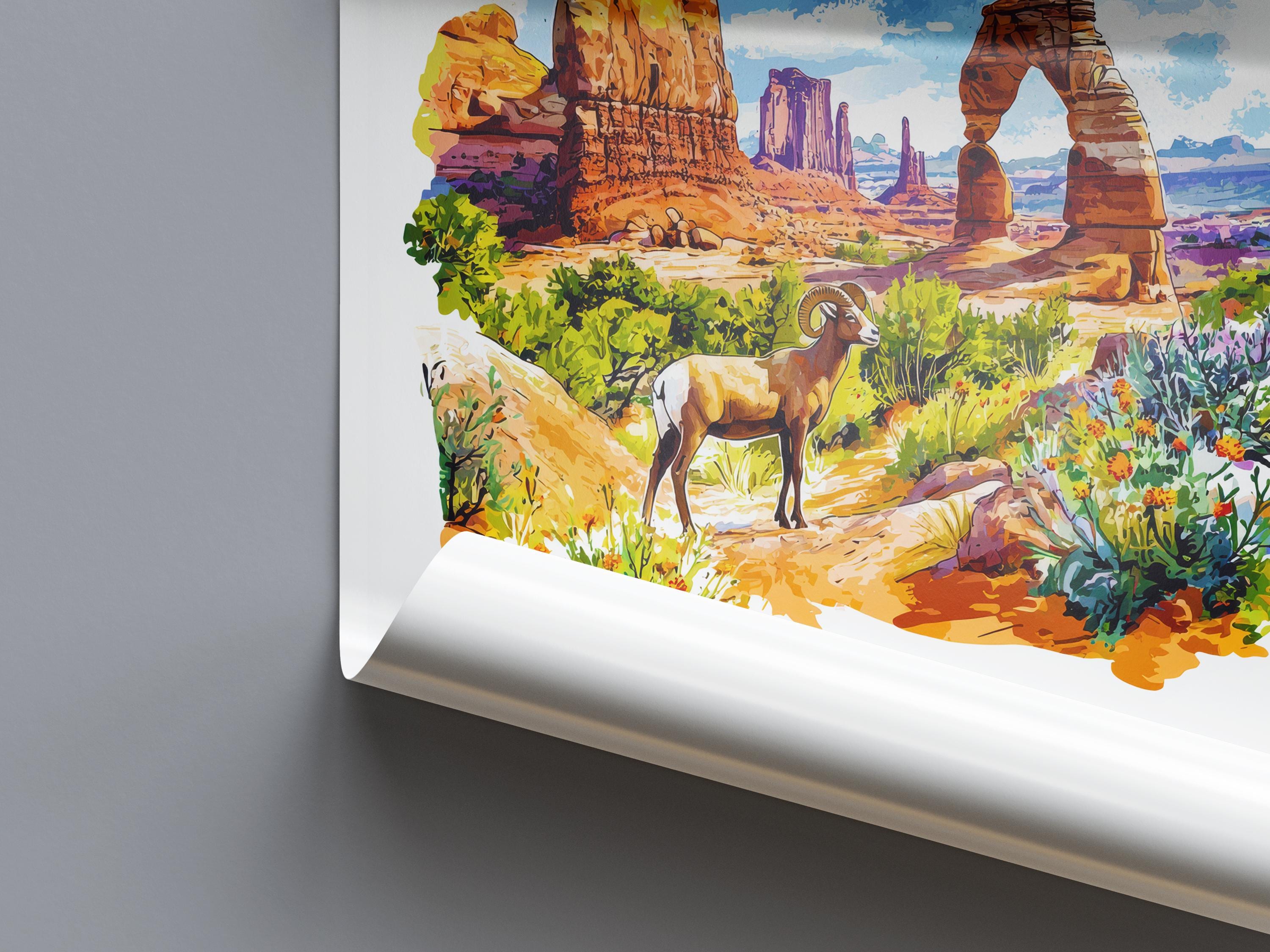 Arches National Park Watercolor Poster Arches Travel Print Utah Wall Art Arches Landscape Decor Desert Arch Scene Southwest Nature Print