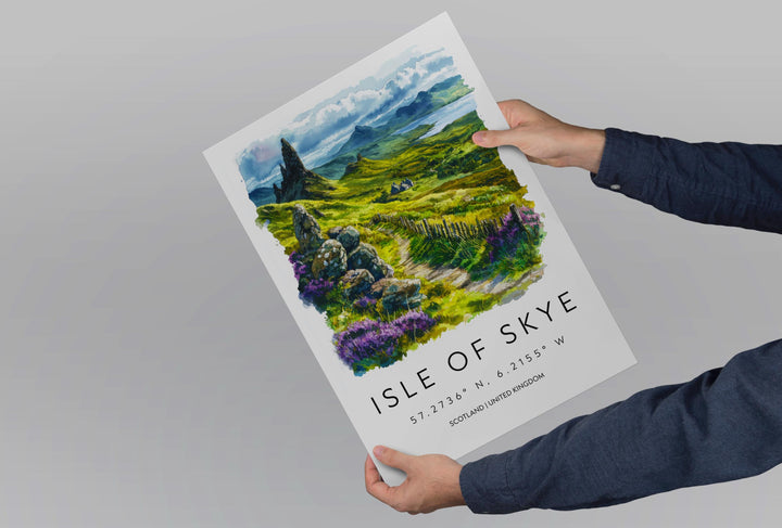 Isle of Skye Watercolor Poster Isle of Skye Travel Print Isle of Skye Wall Art Scotland Landscape Painting Highland Decor