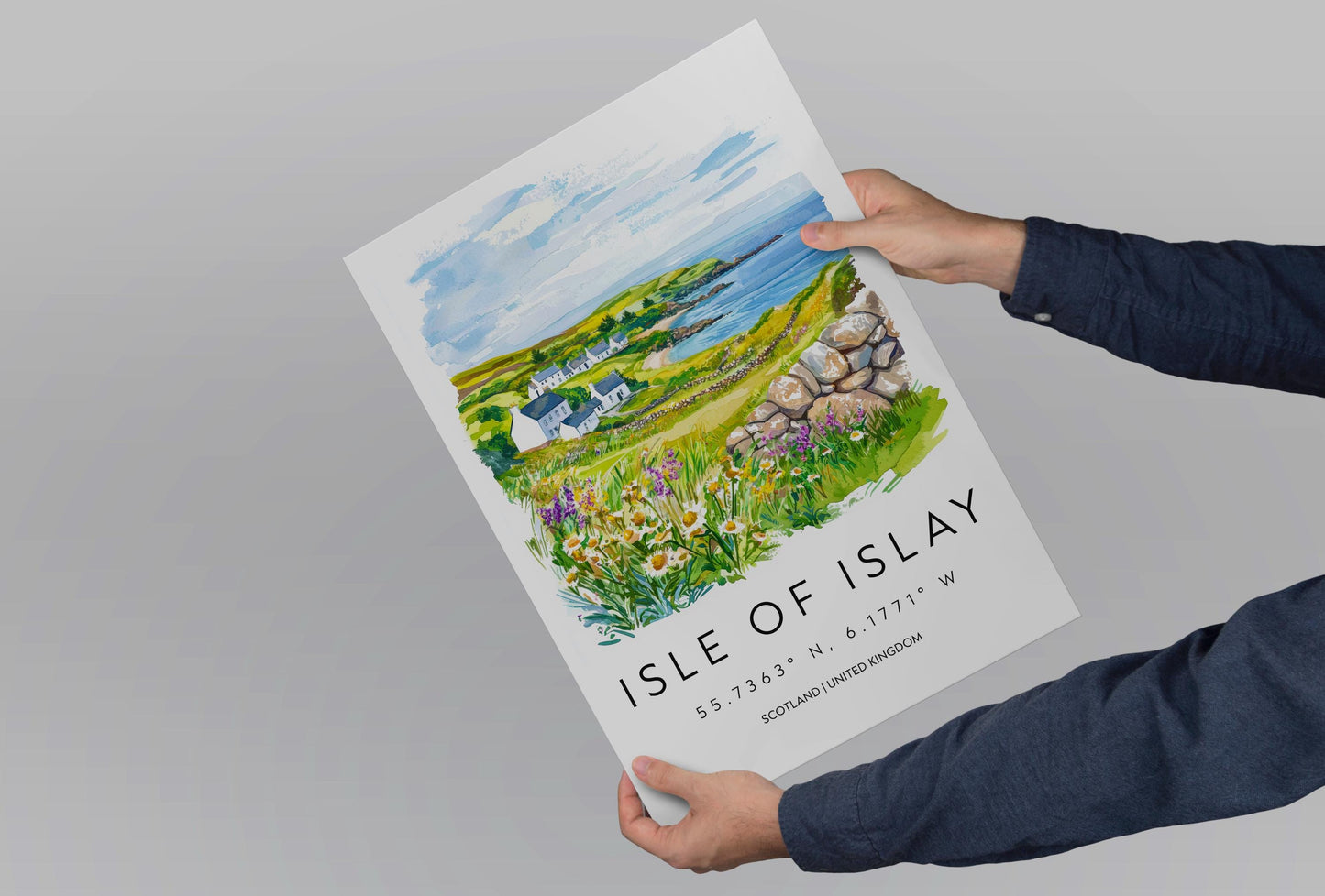 Isle of Islay Watercolor Poster Islay Travel Print Islay Wall Art Scotland Landscape Painting Islay Souvenir Whisky Decor