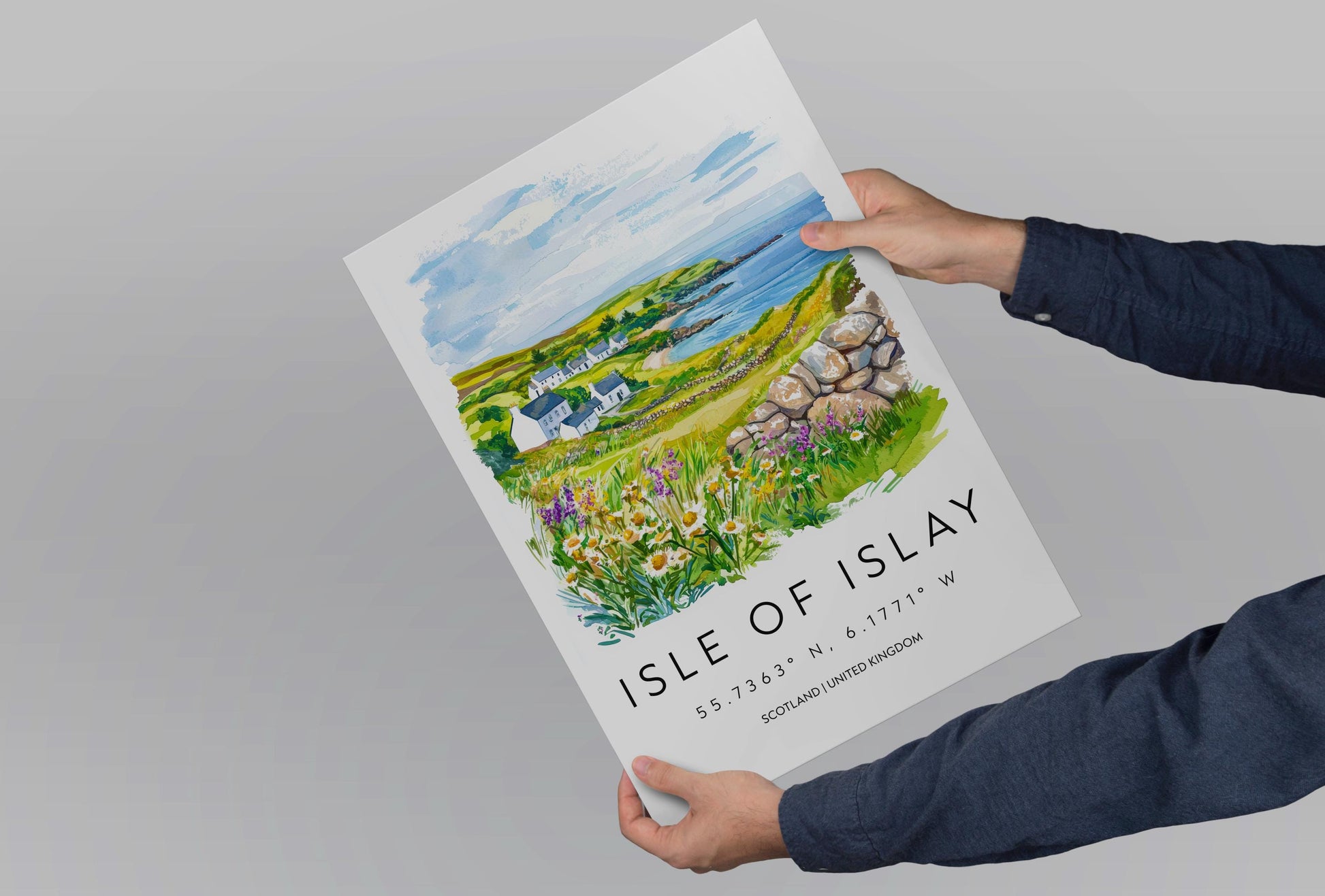 Isle of Islay Watercolor Poster Islay Travel Print Islay Wall Art Scotland Landscape Painting Islay Souvenir Whisky Decor