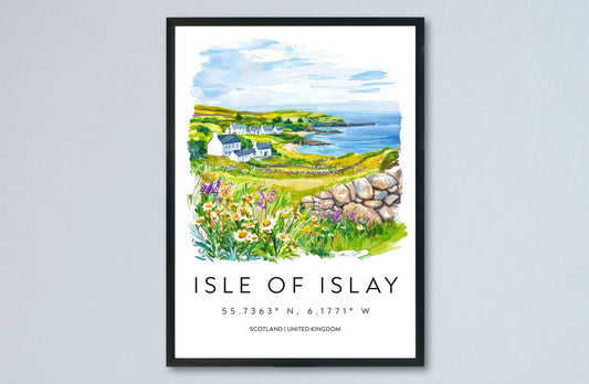 Isle of Islay Watercolor Poster Islay Travel Print Islay Wall Art Scotland Landscape Painting Islay Souvenir Whisky Decor