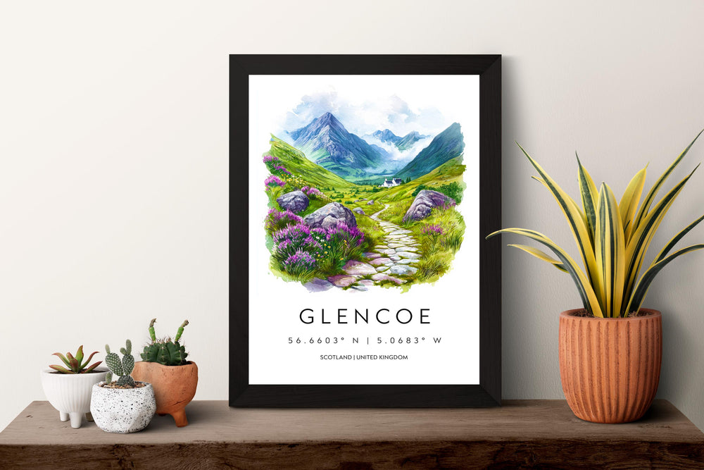 Glencoe Watercolor Poster Glencoe Travel Print Glencoe Wall Art Glencoe Landscape Painting Glencoe Souvenir Scotland Decor