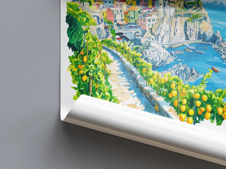 Cinque Terre Watercolor Poster Cinque Terre Travel Print Cinque Terre Wall Art Italy Coast Painting Cinque Terre Decor