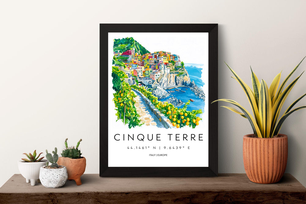 Cinque Terre Watercolor Poster Cinque Terre Travel Print Cinque Terre Wall Art Italy Coast Painting Cinque Terre Decor