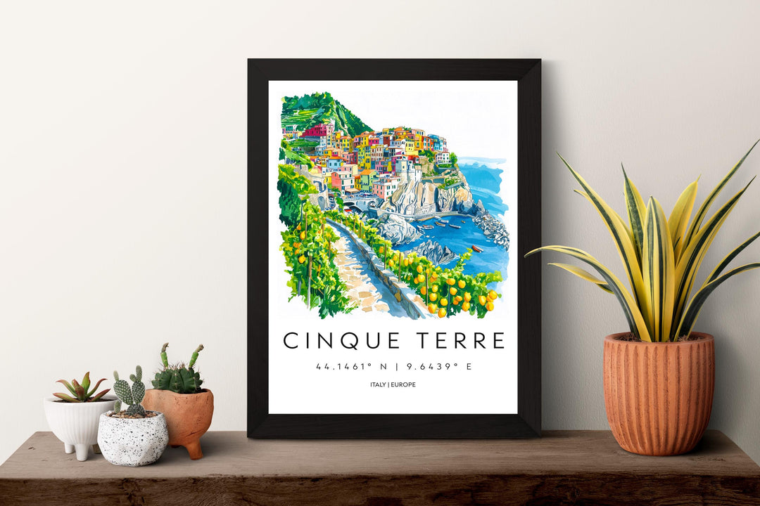Cinque Terre Watercolor Poster Cinque Terre Travel Print Cinque Terre Wall Art Italy Coast Painting Cinque Terre Decor