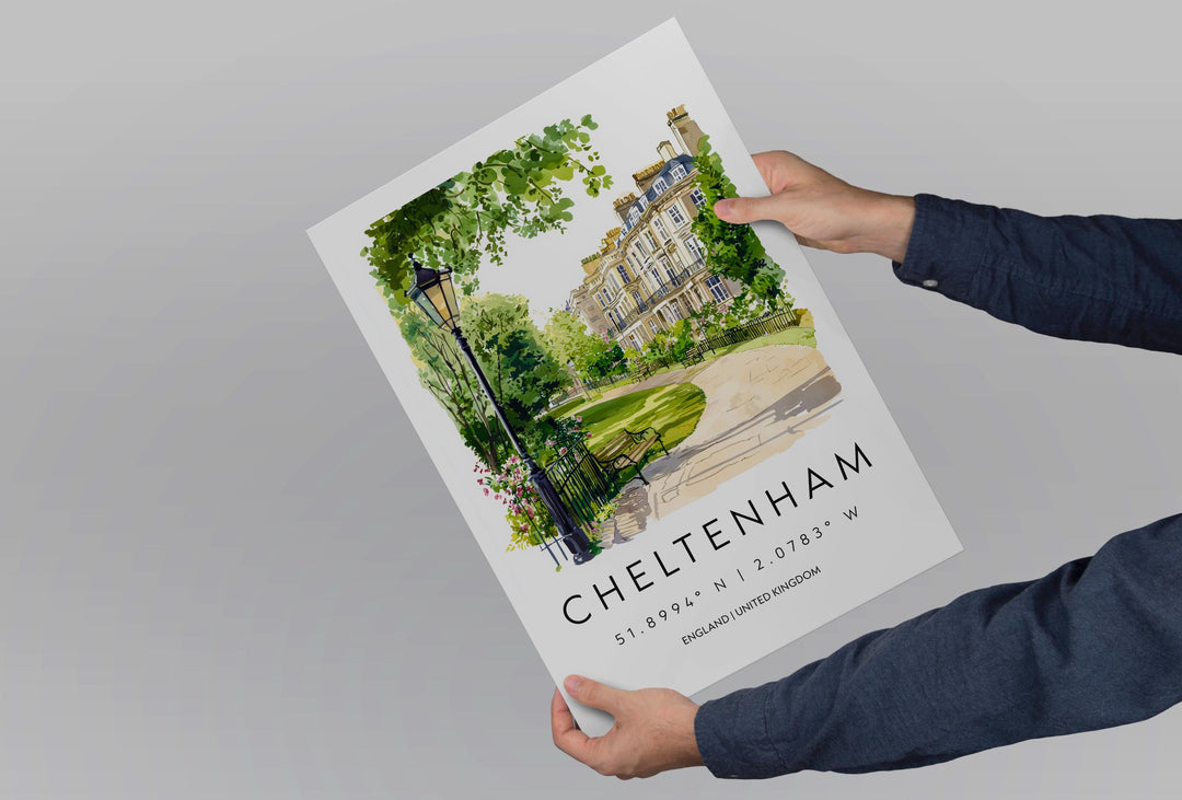 Cheltenham Watercolor Poster Cheltenham Travel Print Cheltenham Wall Art Cheltenham Painting UK Town Souvenir Decor