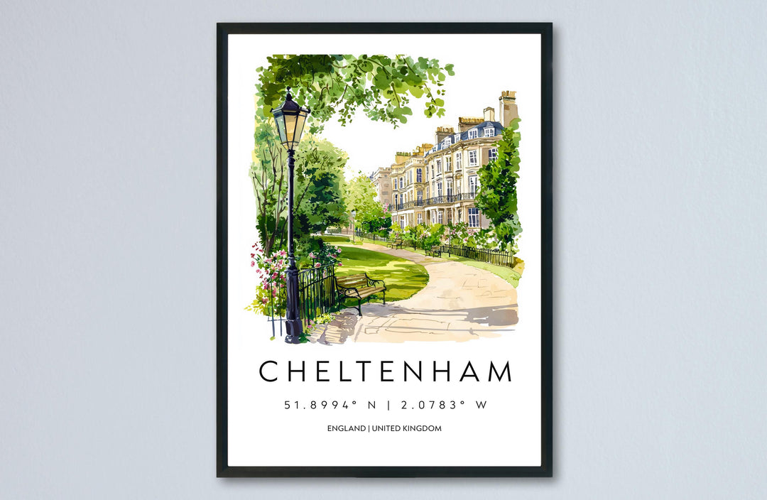 Cheltenham Watercolor Poster Cheltenham Travel Print Cheltenham Wall Art Cheltenham Painting UK Town Souvenir Decor