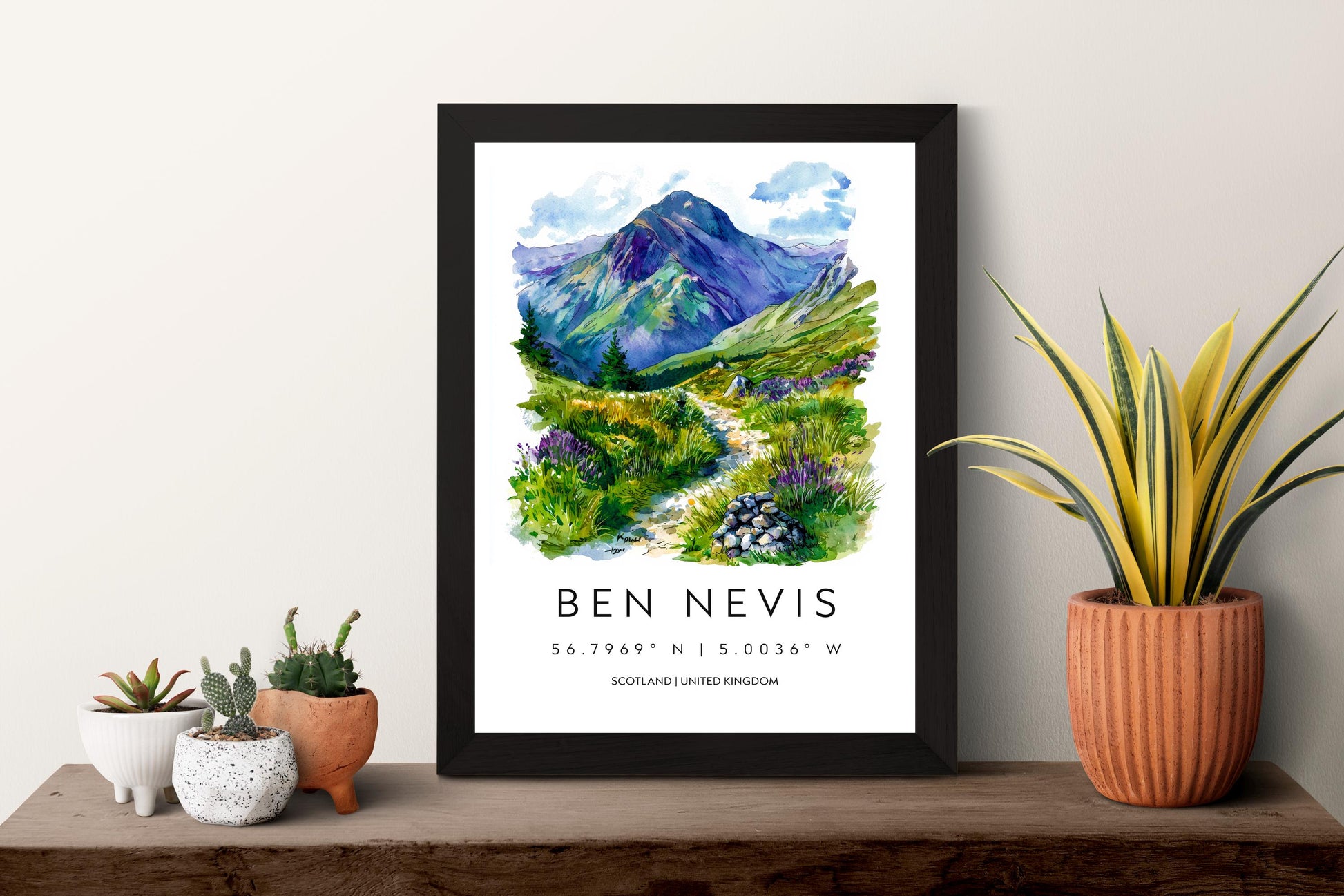 Ben Nevis Watercolor Poster Ben Nevis Travel Print Ben Nevis Wall Art Mountain Landscape Painting Scotland Souvenir Decor