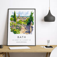 Bath Watercolor Poster Bath Travel Print Bath Wall Art Bath Cityscape Painting Bath Souvenir Architecture UK Decor