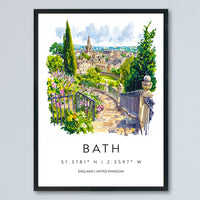 Bath Watercolor Poster Bath Travel Print Bath Wall Art Bath Cityscape Painting Bath Souvenir Architecture UK Decor