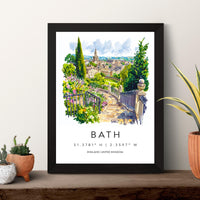 Bath Watercolor Poster Bath Travel Print Bath Wall Art Bath Cityscape Painting Bath Souvenir Architecture UK Decor
