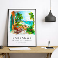 Barbados Watercolor Poster Barbados Travel Print Barbados Wall Art Caribbean Island Painting Barbados Souvenir Decor