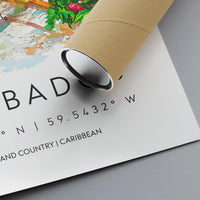 Barbados Watercolor Poster Barbados Travel Print Barbados Wall Art Caribbean Island Painting Barbados Souvenir Decor