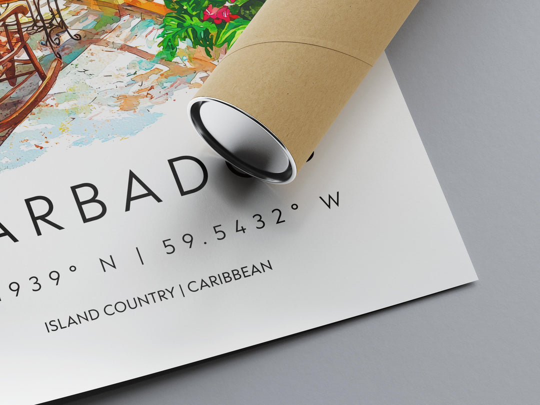 Barbados Watercolor Poster Barbados Travel Print Barbados Wall Art Caribbean Island Painting Barbados Souvenir Decor