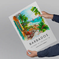 Barbados Watercolor Poster Barbados Travel Print Barbados Wall Art Caribbean Island Painting Barbados Souvenir Decor