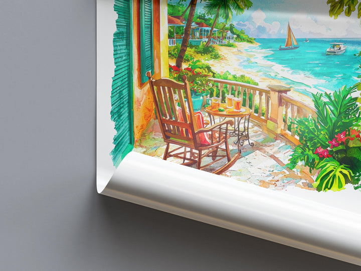 Barbados Watercolor Poster Barbados Travel Print Barbados Wall Art Caribbean Island Painting Barbados Souvenir Decor