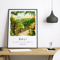Bali Watercolor Poster Bali Travel Print Bali Wall Art Bali Landscape Painting Bali Souvenir Tropical Island Decor