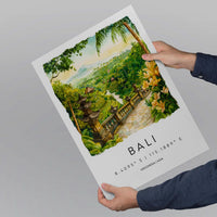 Bali Watercolor Poster Bali Travel Print Bali Wall Art Bali Landscape Painting Bali Souvenir Tropical Island Decor