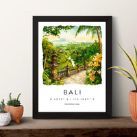 Bali Watercolor Poster Bali Travel Print Bali Wall Art Bali Landscape Painting Bali Souvenir Tropical Island Decor