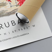 Aruba Watercolor Poster Aruba Travel Print Aruba Wall Art Aruba Island Painting Caribbean Souvenir Tropical Beach Decor