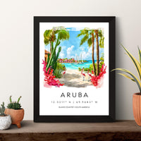 Aruba Watercolor Poster Aruba Travel Print Aruba Wall Art Aruba Island Painting Caribbean Souvenir Tropical Beach Decor