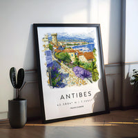 Antibes Watercolor Poster Antibes Travel Print Antibes Wall Art French Riviera Painting Antibes Souvenir Coastal Decor
