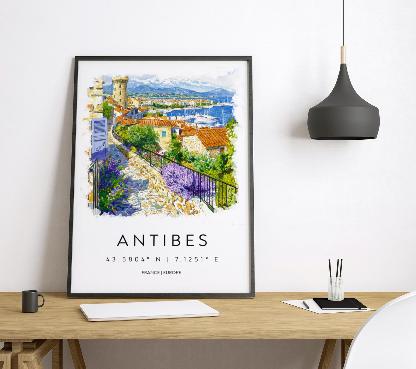 Antibes Watercolor Poster Antibes Travel Print Antibes Wall Art French Riviera Painting Antibes Souvenir Coastal Decor