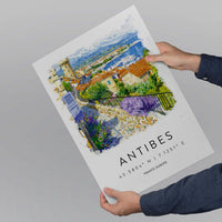 Antibes Watercolor Poster Antibes Travel Print Antibes Wall Art French Riviera Painting Antibes Souvenir Coastal Decor