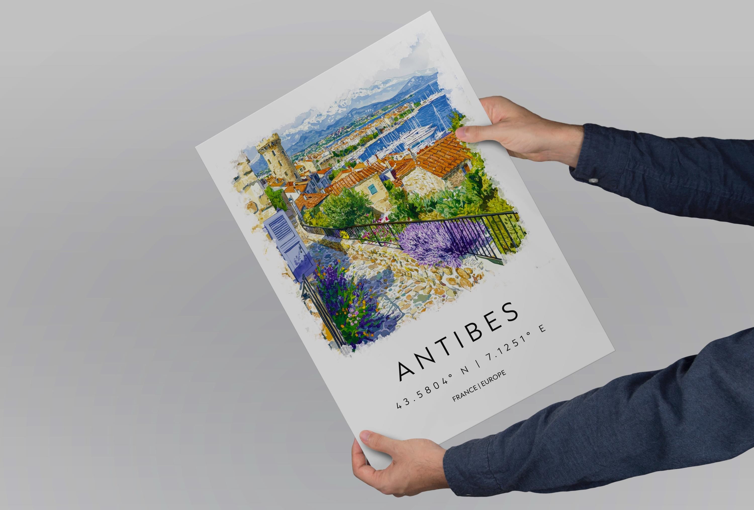 Antibes Watercolor Poster Antibes Travel Print Antibes Wall Art French Riviera Painting Antibes Souvenir Coastal Decor