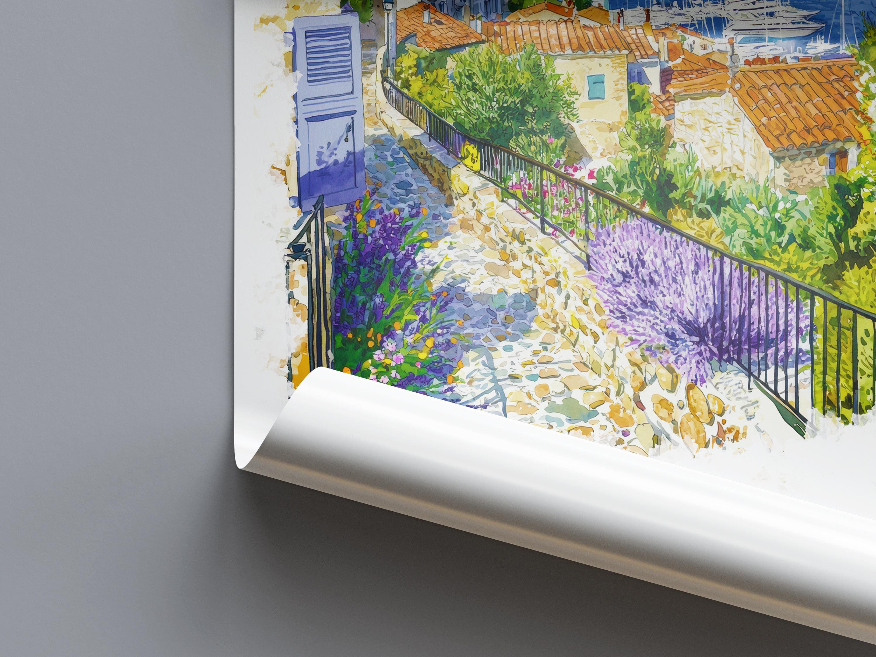 Antibes Watercolor Poster Antibes Travel Print Antibes Wall Art French Riviera Painting Antibes Souvenir Coastal Decor