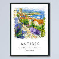 Antibes Watercolor Poster Antibes Travel Print Antibes Wall Art French Riviera Painting Antibes Souvenir Coastal Decor